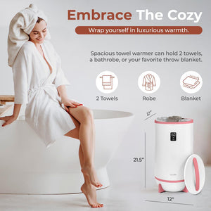 Single Touch Towel & Blanket Warmer With Fragrant Disc Holder And Led Ring (Pink)