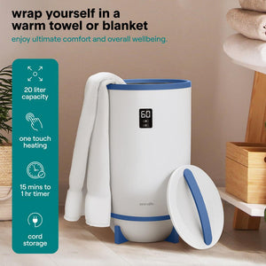 Single Touch Towel & Blanket Warmer With Fragrant Disc Holder And Led Ring (Blue)