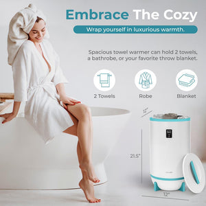 Single Touch Towel & Blanket Warmer With Fragrant Disc Holder And Led Ring (Blue)