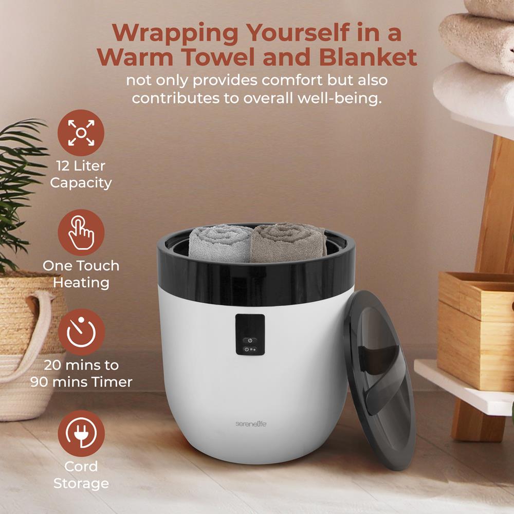 Towel Warmer Bucket, Auto Shut-Off, 12L Capacity, Adjustable Timer