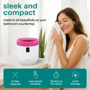 Bucket Towel Warmers With Customized Fragrances For Spa And Bathroom, Timer 20/40/60/90 Minutes, Fits 1 Large Towel, Blanket, Bathrobe, Pjs (Pink)
