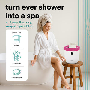 Bucket Towel Warmers With Customized Fragrances For Spa And Bathroom, Timer 20/40/60/90 Minutes, Fits 1 Large Towel, Blanket, Bathrobe, Pjs (Pink)