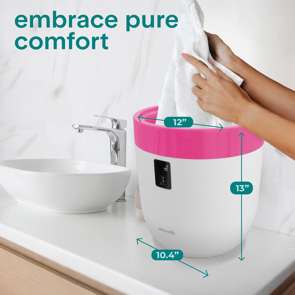 Bucket Towel Warmers With Customized Fragrances For Spa And Bathroom, Timer 20/40/60/90 Minutes, Fits 1 Large Towel, Blanket, Bathrobe, Pjs (Pink)