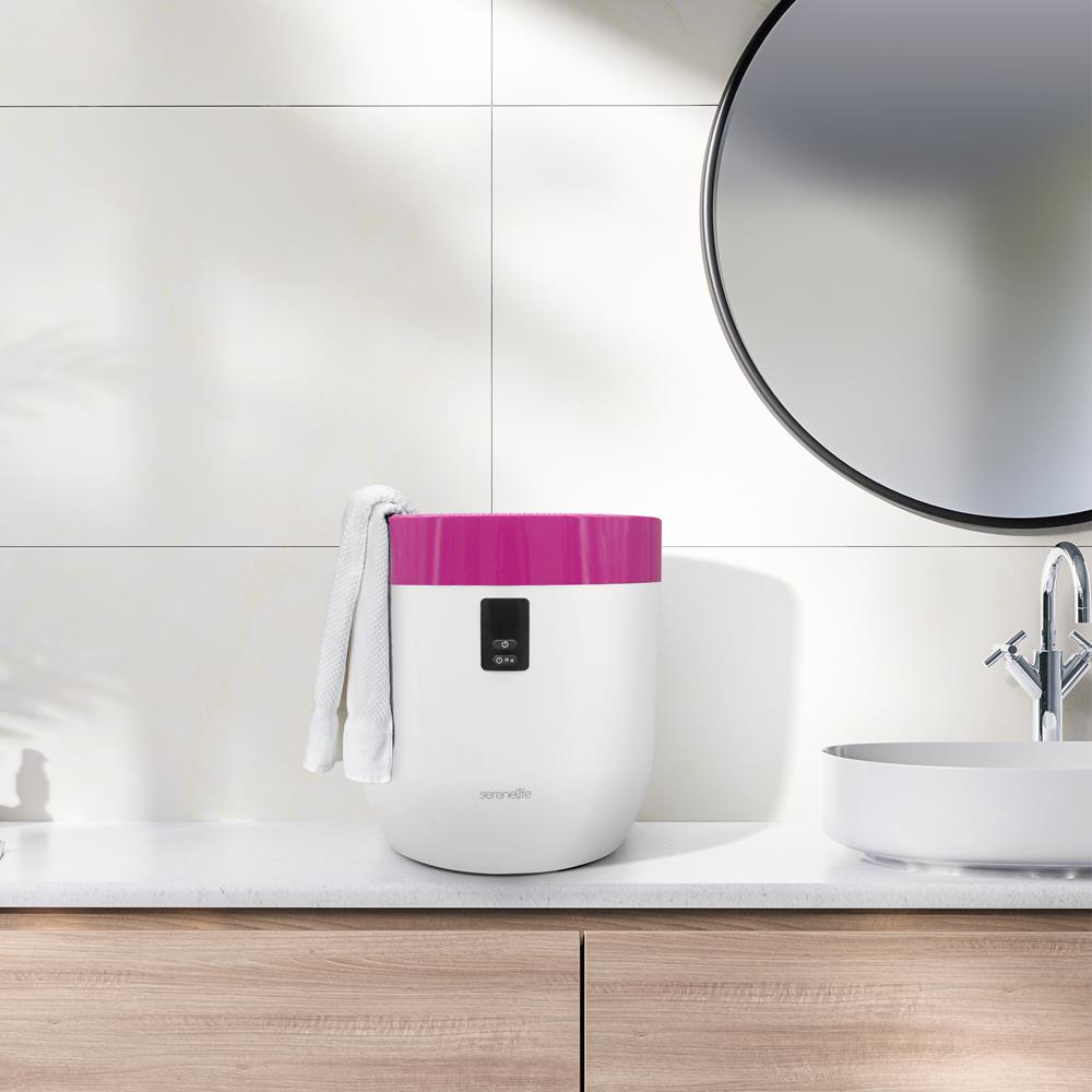 Towel Warmer Bucket - Luxury Heating, Auto Shut-Off, Pink