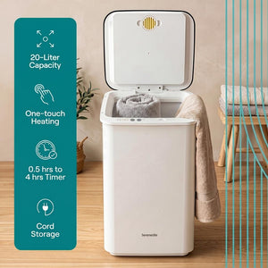 Serenelife Rectangular Towel Warmer With 20L Large Capacity, Adjustable Temperature & Timer Settings, Overheat Protection And Auto Shutoff Ideal For Towels, Bathrobes & Blankets (Black)
