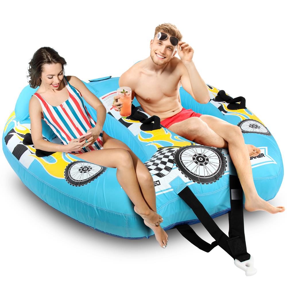 Watersports Towable Booster Tube - Sports Towable Wild Wing Front Tow Point Inflatable Raft, Made Of 420D Nylon With Pu Coating, Towable Tube With Room For One Or Two Riders