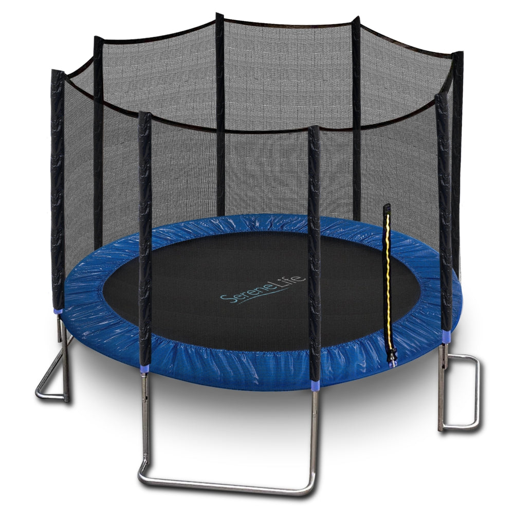10FT Outdoor Trampoline, Safe Jumping, Reinforced Mat, Blue
