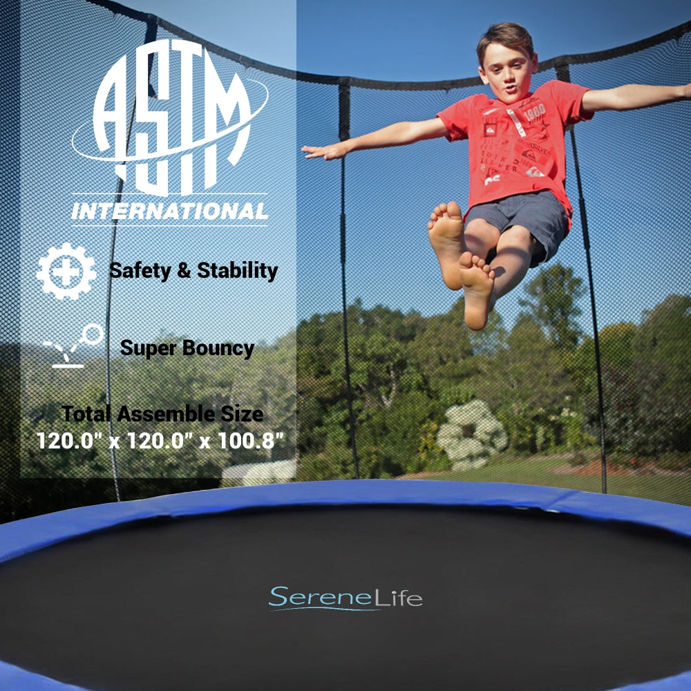 Home Backyard Sports Trampoline - Large Outdoor Jumping Fun Trampoline For Kids / Children, Safety Net Cage (10’ Ft.)