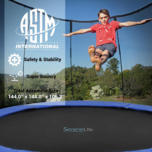 Home Backyard Sports Trampoline - Large Outdoor Jumping Fun Trampoline For Kids / Children, Safety Net Cage (12Ft.)