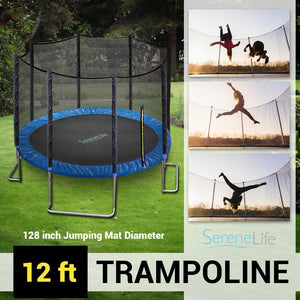 Home Backyard Sports Trampoline - Large Outdoor Jumping Fun Trampoline For Kids / Children, Safety Net Cage (12Ft.)