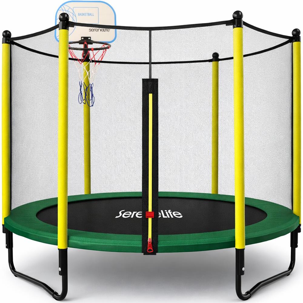 5ft Kids Trampoline with Safety Net & Basketball Hoop - Indoor