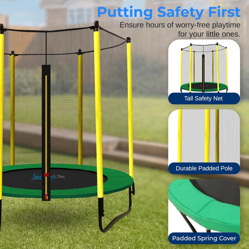 5ft Kids Trampoline with Safety Net & Basketball Hoop - Indoor