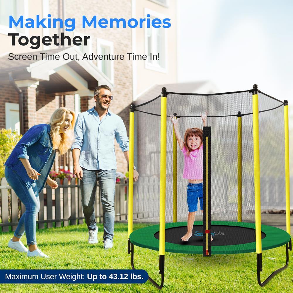 公立入試対策 大的中ゼミ HOP・STEP・JUMP 3点セット 5ft Kids Trampoline with Safety Net & Basketball Hoop - Indoor