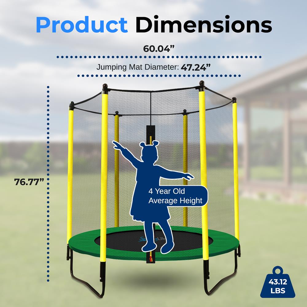 5ft Kids Trampoline with Safety Net & Basketball Hoop - Indoor