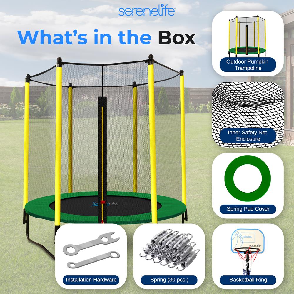 5ft Kids Trampoline with Safety Net & Basketball Hoop - Indoor