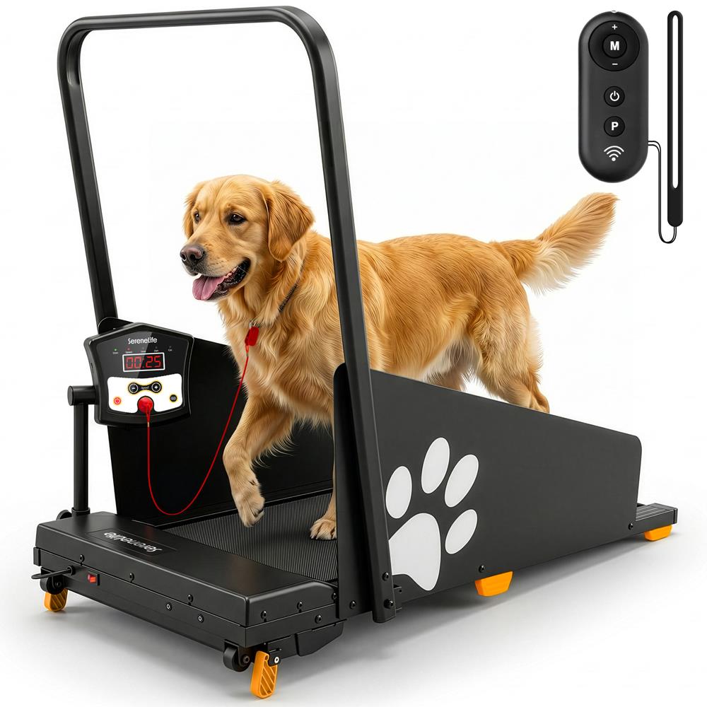 Serenelife Foldable Dog Treadmill With Led Display, Safety Key, 2-Level Manual Incline, And Remote Control - Powered By 2.5Hp Motor For Optimal Pet Workouts