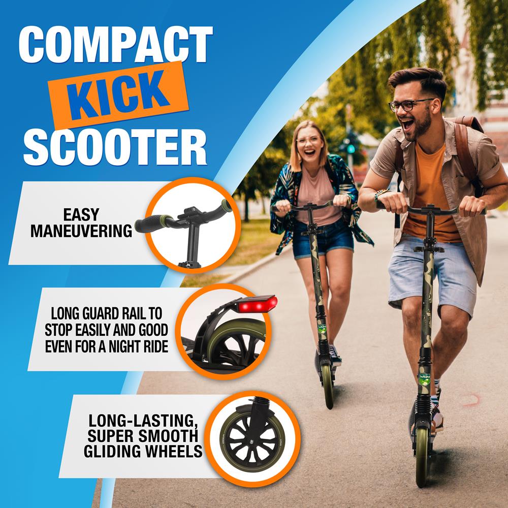 Lightweight And Foldable Kick Scooter - Adjustable Scooter For Kid And  Teens , Alloy Deck With High Impact Wheels (Camo)