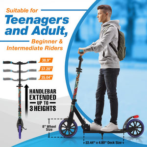 Lightweight And Foldable Kick Scooter - Adjustable Scooter For Kids And  Teens , Alloy Deck With High Impact Wheels (Graffiti)