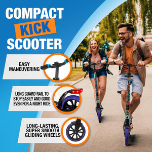 Lightweight And Foldable Kick Scooter - Adjustable Scooter For Kids And  Teens , Alloy Deck With High Impact Wheels (Graffiti)