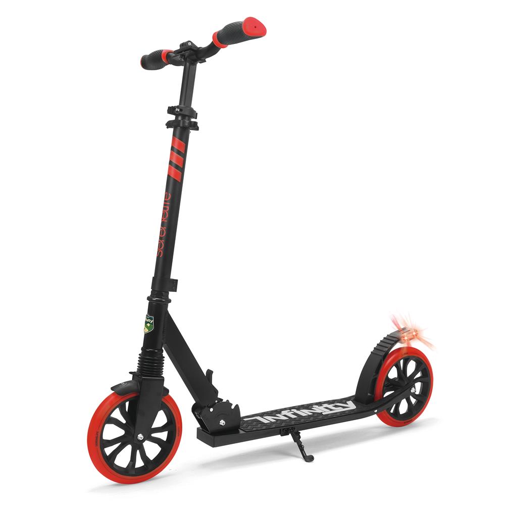 Lightweight And Foldable Kick Scooter - Adjustable Scooter For Teens And Adult, Alloy Deck With High Impact Wheels (Red And Black)