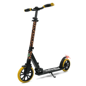 Lightweight And Foldable Kick Scooter - Adjustable Scooter For Teens And Adult, Alloy Deck With High Impact Wheels (Leopard)