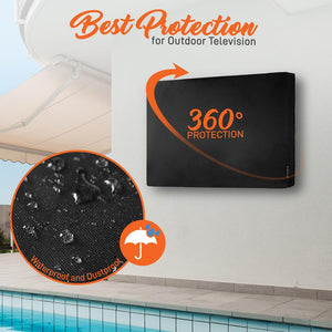 Outdoor/Indoor Full Tv Cover - Weatherproof And Dust-Proof Tv Screen Protector, Uv Resistant Tv Enclosure Offers 360° Coverage With Bottom Cover