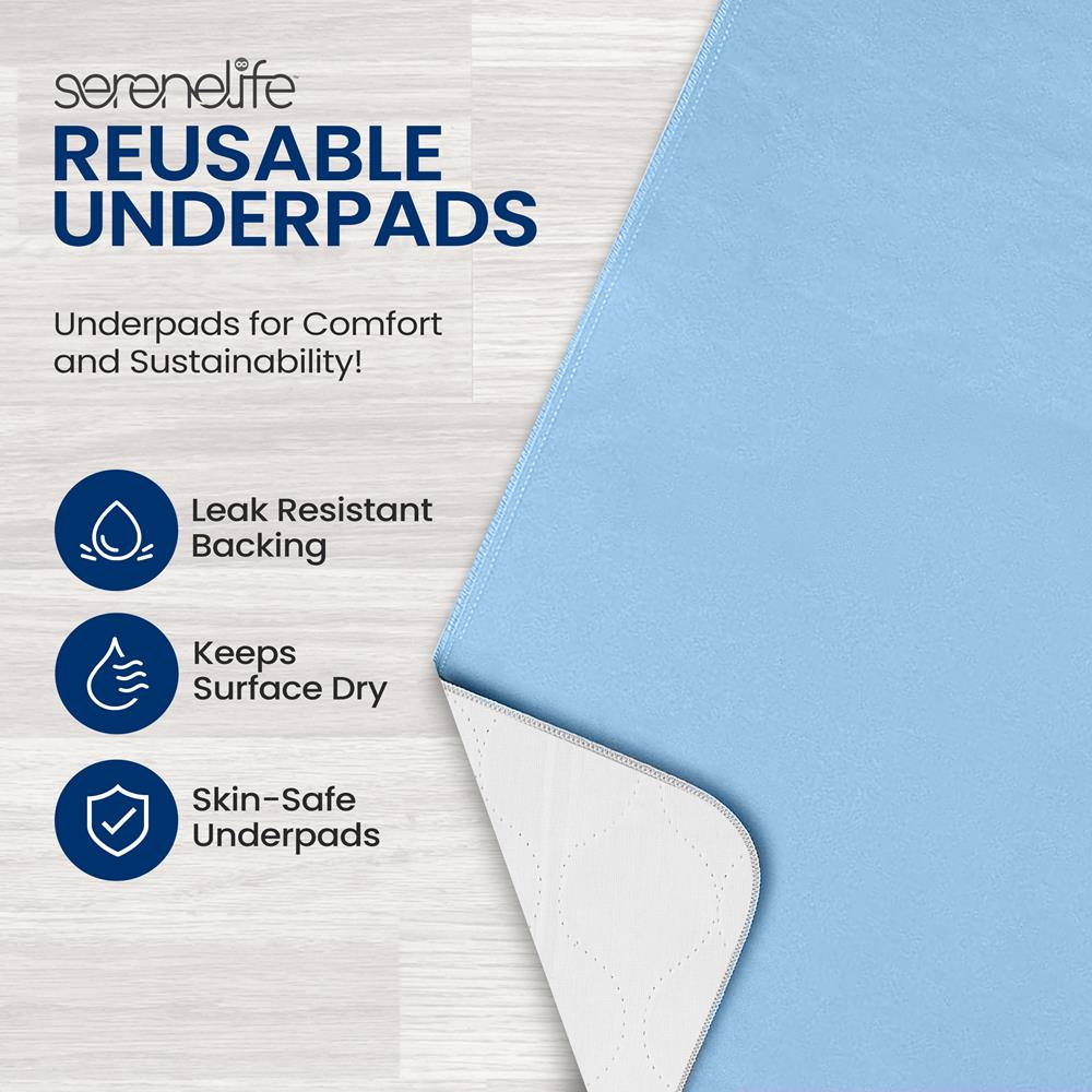 Reusable Underpads - Incontinence Pads, Thick And Super Absorbent Protection For Pets, Kids, And Adults, Used For Chux, Bed Covers, Puppy Training (Matte Blue)