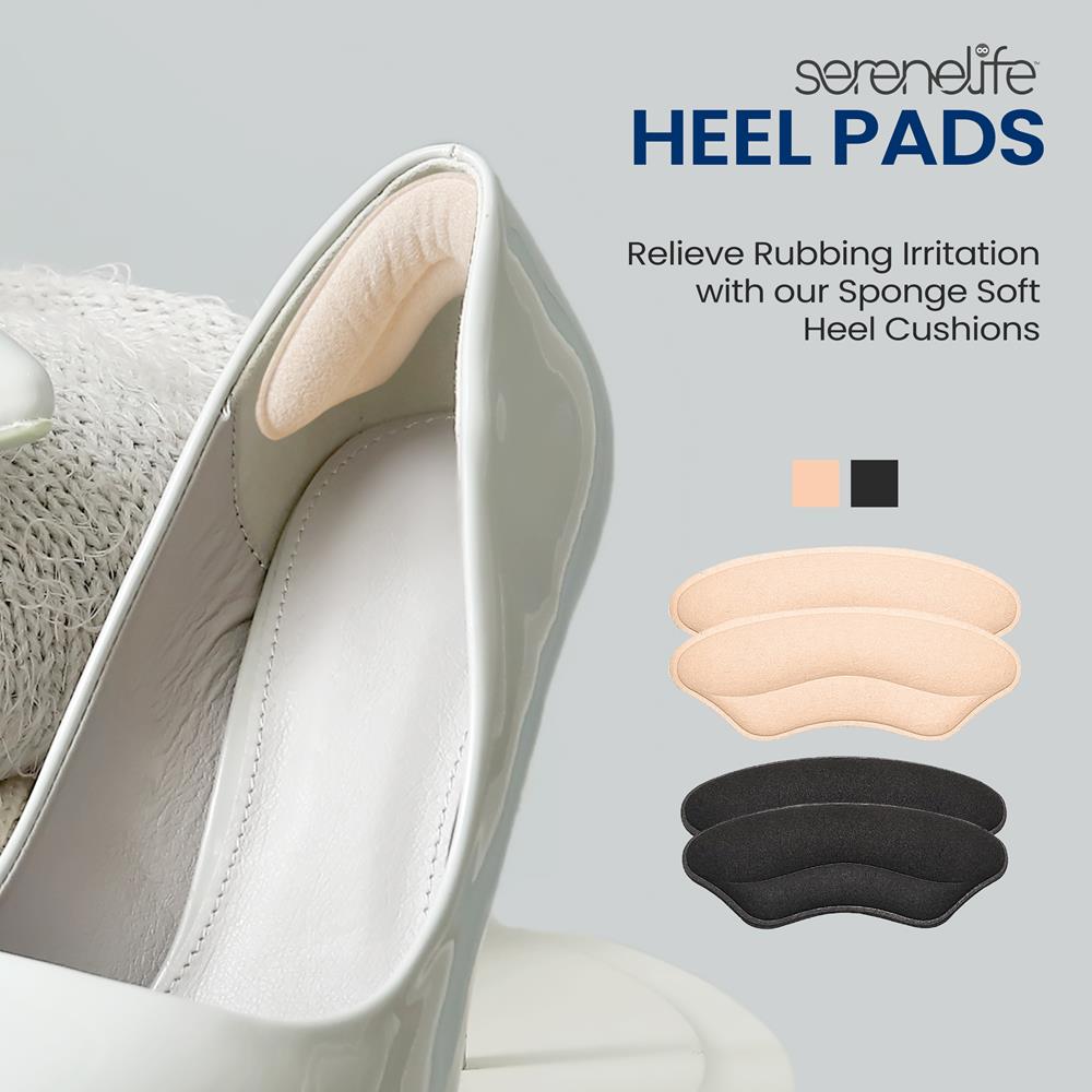 Heel Pad Inserts | Relieve Heel Pain | Sponge Cushion | Black & Apricot