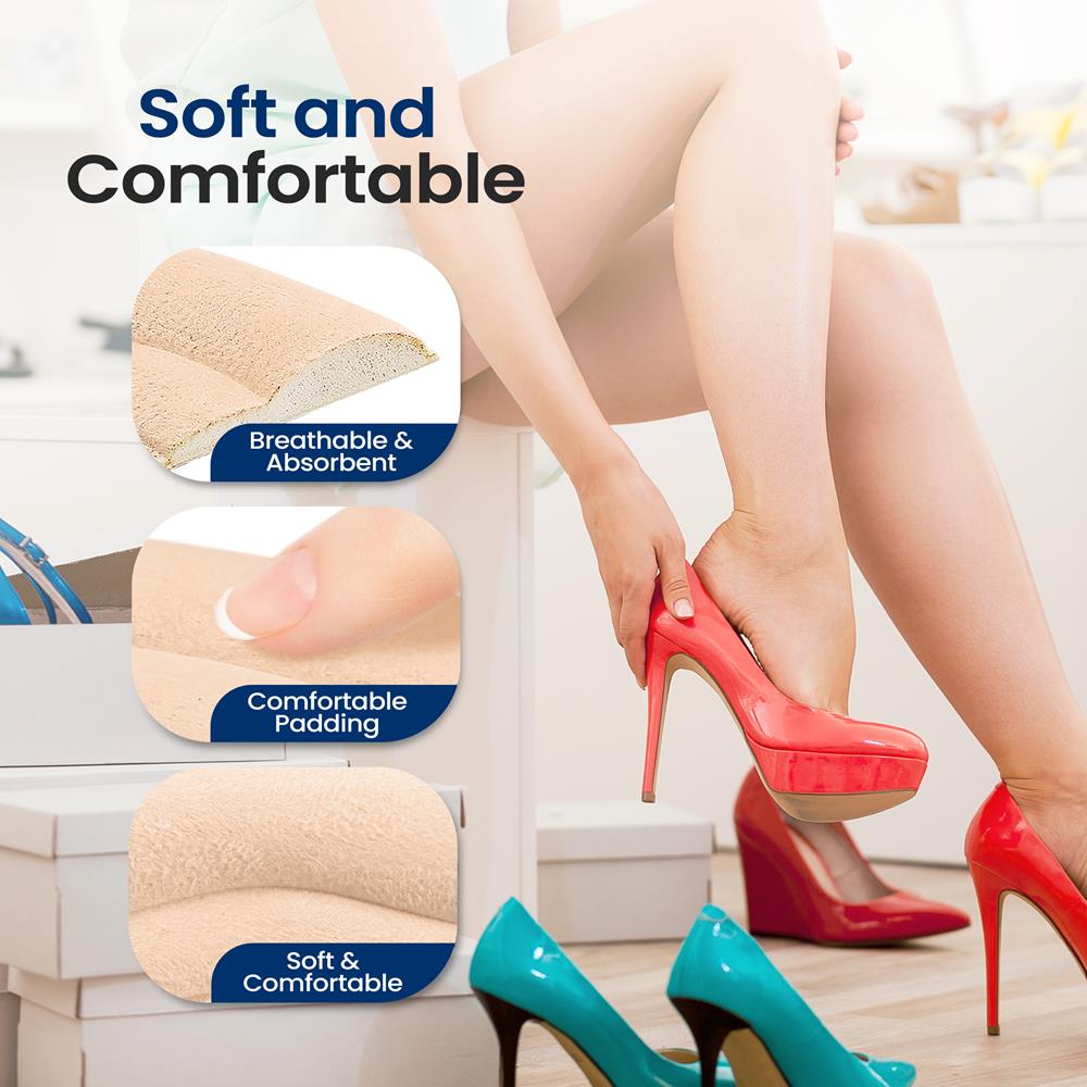 Heel Pad Inserts | Relieve Heel Pain | Sponge Cushion | Black & Apricot