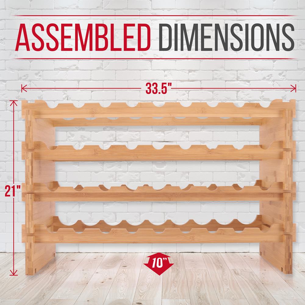 Stackable Wine Storage Rack - Wine Rack With 36 Bottle Slots, 4-Tier Modular Wine Display Shelves