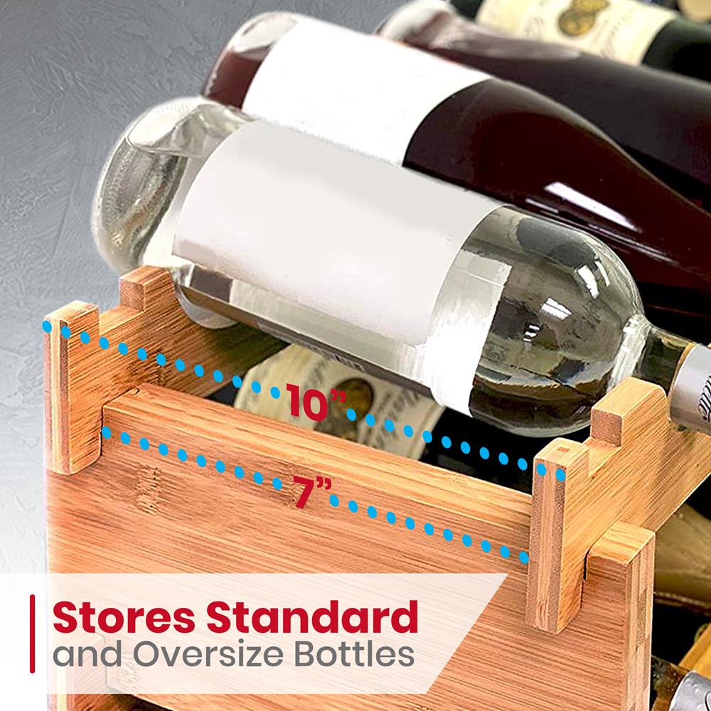 Stackable Wine Storage Rack - Wine Rack With 36 Bottle Slots, 4-Tier Modular Wine Display Shelves