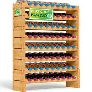 Stackable Wine Storage Rack - Wine Rack With 72 Bottle Slots, 8-Tier Modular Wine Display Shelves