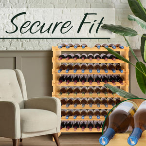 Stackable Wine Storage Rack - Wine Rack With 72 Bottle Slots, 8-Tier Modular Wine Display Shelves