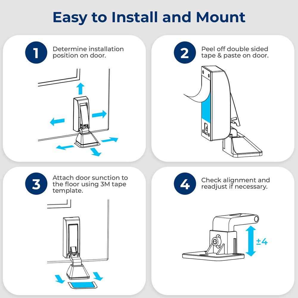 Hydraulic Door Stopper - Noiseless, Easy Install, Carbon Steel