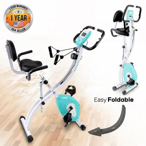 Smart Stationary Exercise Bike - Digital Fitness Bicycle Pedal Trainer With Pulse Monitor, Fold-Away Style