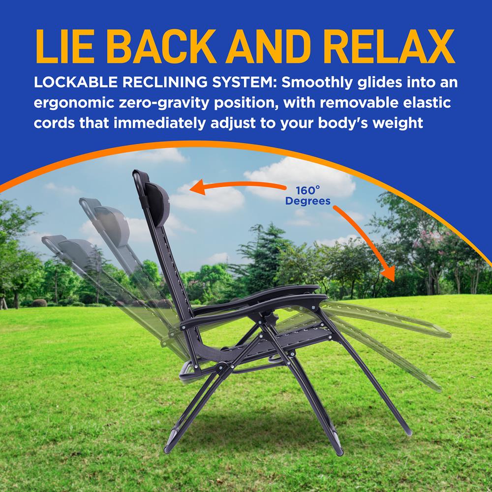 Zero Gravity Recliner Chairs 2-Pack, Ultimate Comfort, Steel