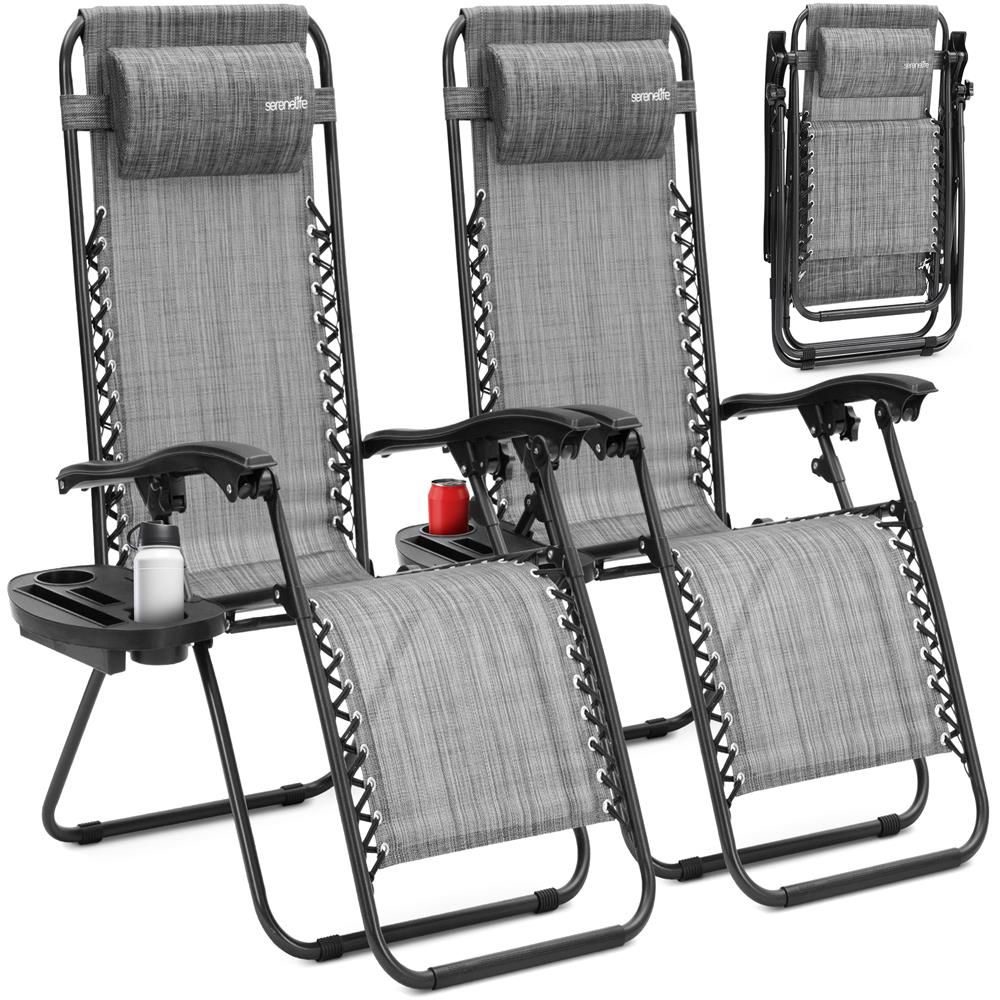 Zero Gravity Chairs Set of 2, Ultimate Comfort, Steel Mesh, Gray