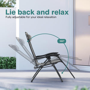 Zero Gravity Chairs Set of 2, Ultimate Comfort, Steel Mesh, Gray