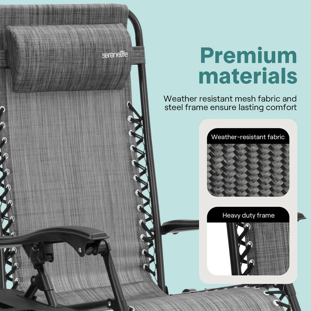 Zero Gravity Chairs Set of 2, Ultimate Comfort, Steel Mesh, Gray