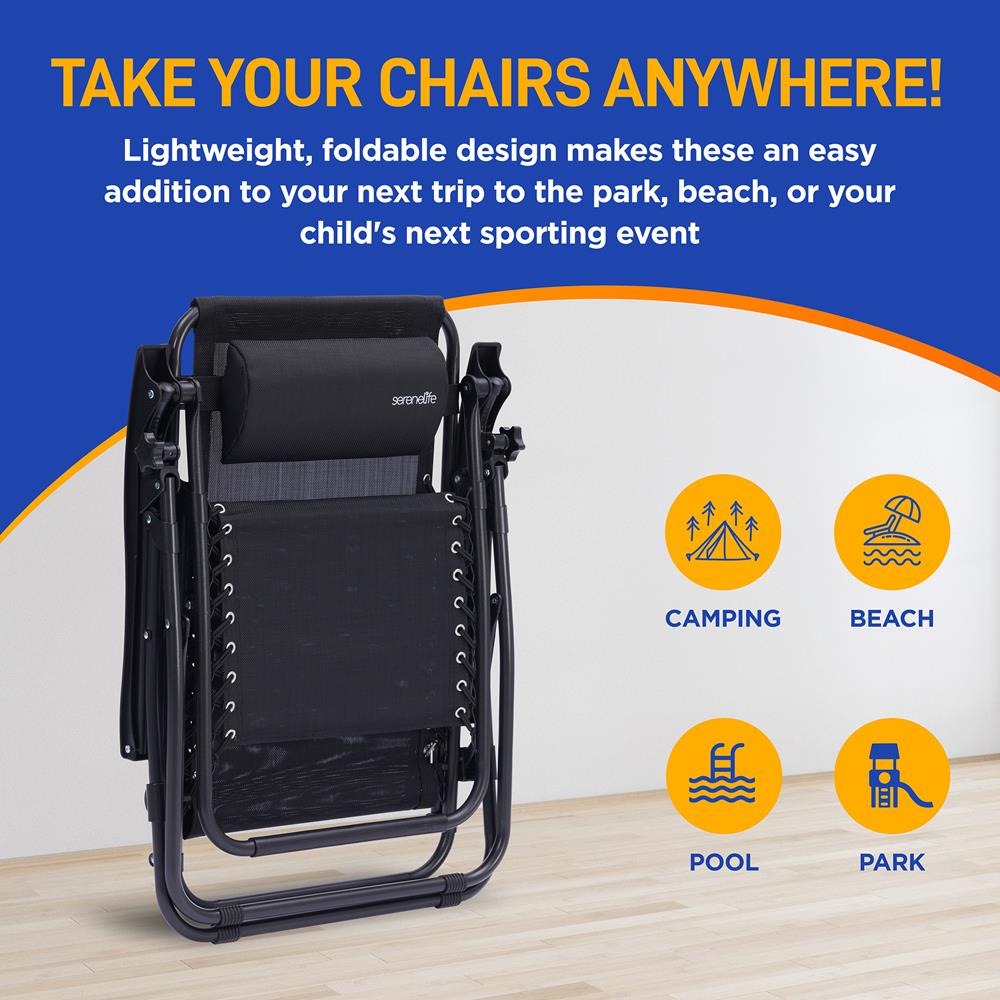 Outdoor Adjustable Zero Gravity Lounge Chair Recliners With