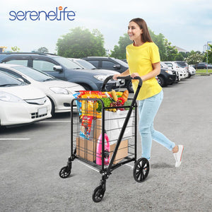 Collapsible Utility Cart - Compact And Portable Shopping Cart With Comfortable Grip (Bag Not Included)