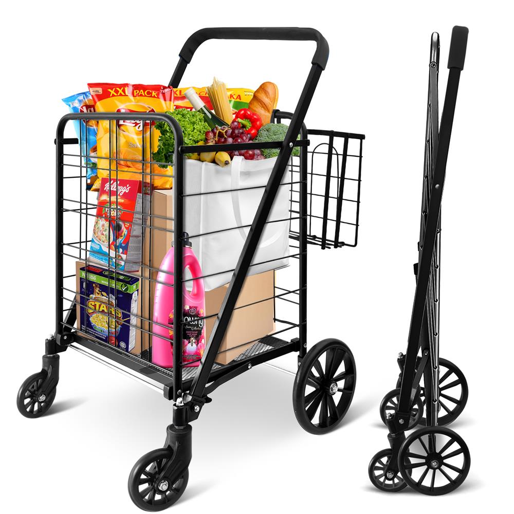 Collapsible Utility Cart - Compact And Portable Shopping Cart With Comfortable Grip