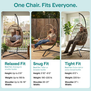 Foldable Egg Chair 350 lbs Capacity Rattan Wicker with Cushion Brown