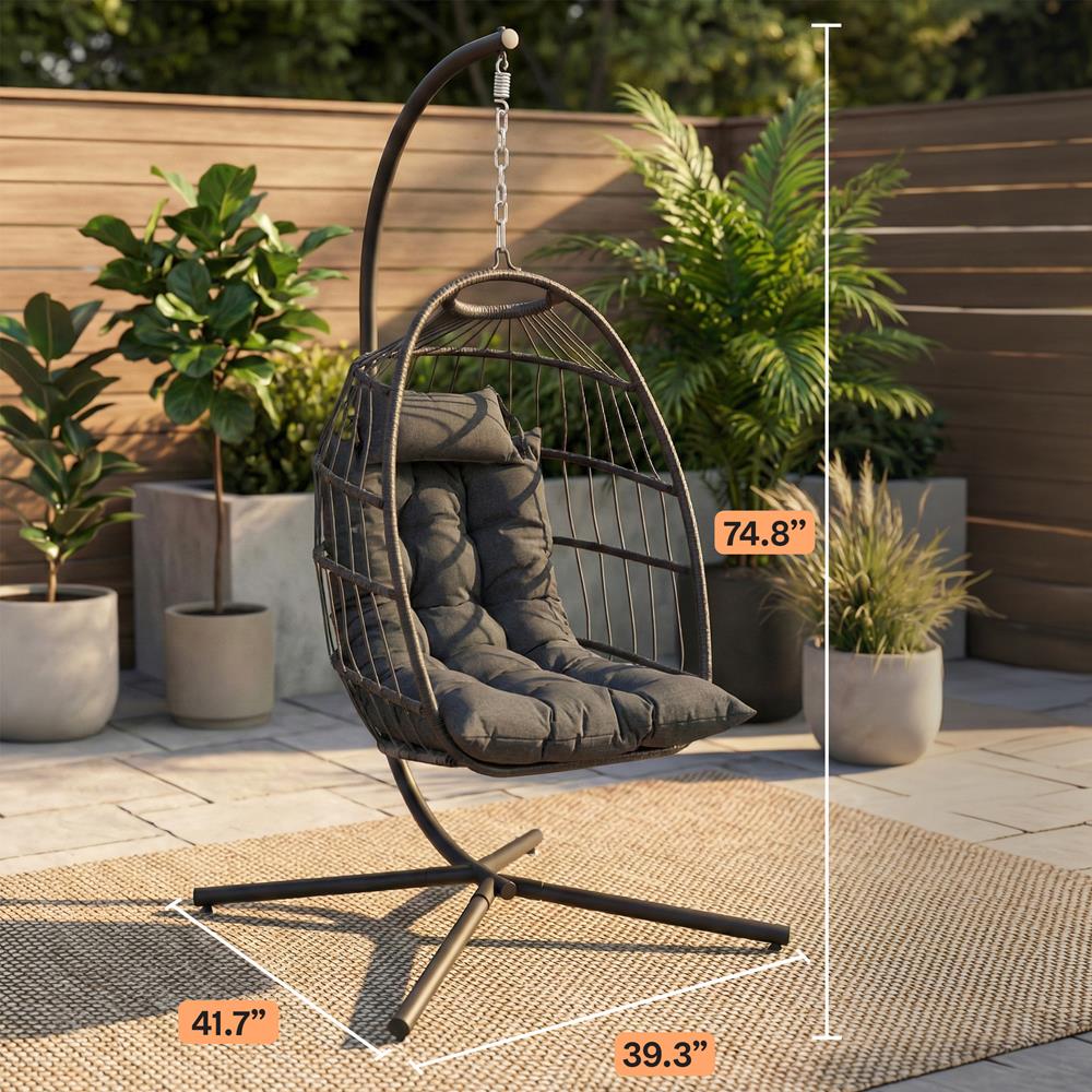 Foldable Egg Chair with Stand - Thumbnail 2