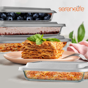 8-Piece Glass Baking Dish Set - Oven Safe, Borosilicate, White