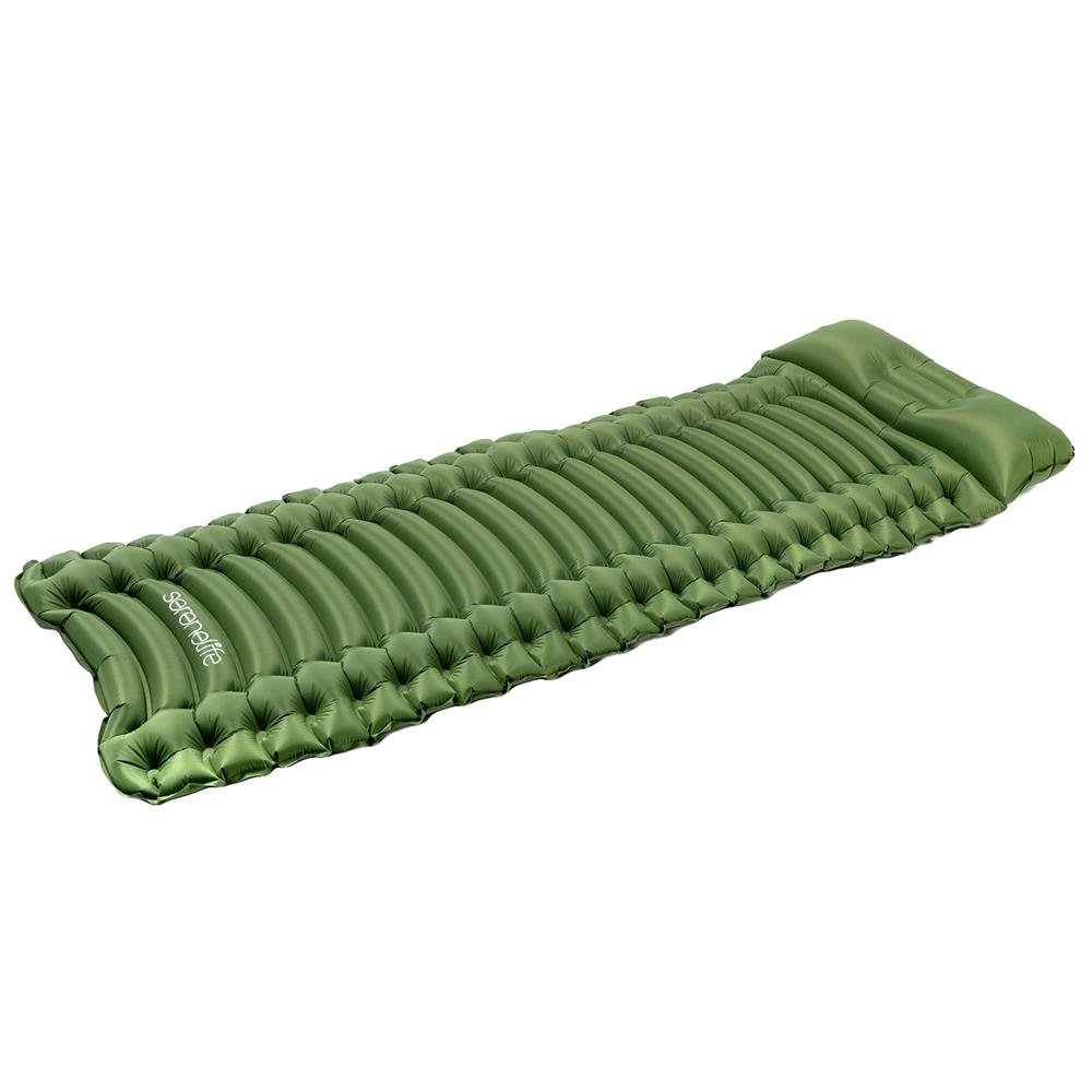 Sleeping Pad with Pillow - Fast Inflation, Tear-Resistant, Green
