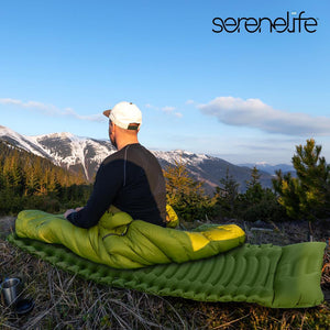 Sleeping Pad with Pillow - Fast Inflation, Tear-Resistant, Green